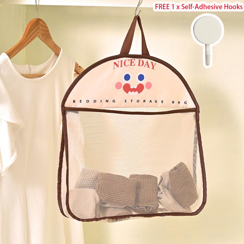 Double Layer Underwear Storage Bag,New Wall Hanging Breathable Mesh Bags with Hook for Socks Toy,Multi-Purpose Closet Organizer