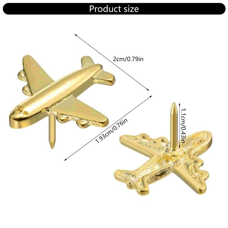 12PCS Creative 3D Plane Thumbtacks Stainless Steel Push Pins Bulletin Board Accessories  For Office Homes Study