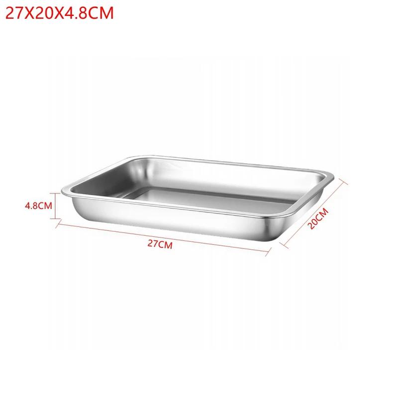 1PCS Deep Service Storage Tray Pan Stainless Steel BBQ Plates For Food Container Steamed Dishes Kitchen Pastry Baking Tools