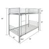 Iron Bed Bunk Bed With Ladder For Kids Twin Size Gray Children's Furniture
