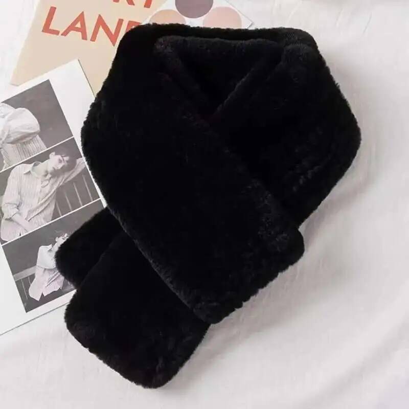 Rex Rabbit Fur Scarf Winter Medium Long fur Scarf Natural Fur Thickened Warm Fur Scarves Neck Warmer Female Real Fur Scarves