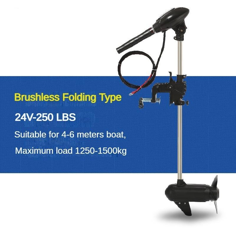 12V/48V Brushless Marine Electric Thrusters Rubber Boat Motor Propeller Suspension Plastic Outboard Machine Black