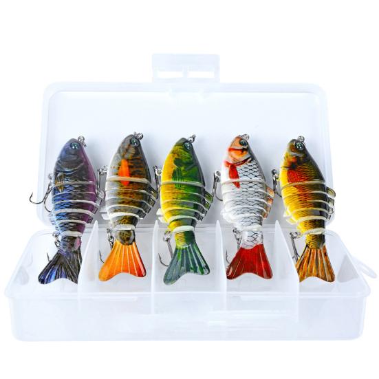 3/5Pcs Fishing Lures 3D Swimming Bait with Treble Hooks Realistic Looking Bright Colors Compact Portable Hard Bait Artificial Lure