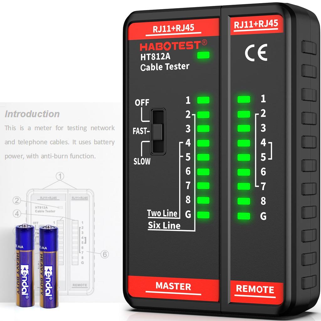 YOJOCK LAN Cable Tester for and with Detachable Base and Handset Units RJ-45 (LAN Cable) RJ-11 (Modular Cable) (Batteries Included)