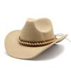 Foldable Portable Wide Brim Tibetan Retro Ethnic Spring Woolen Western Cowboy Big Edge Visor Top Hat Unisex Sun Visor Sun Hat
