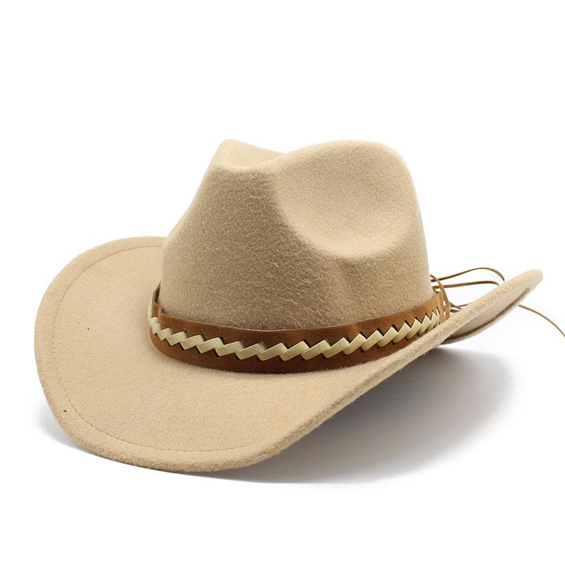 Foldable Portable Wide Brim Tibetan Retro Ethnic Spring Woolen Western Cowboy Big Edge Visor Top Hat Unisex Sun Visor Sun Hat