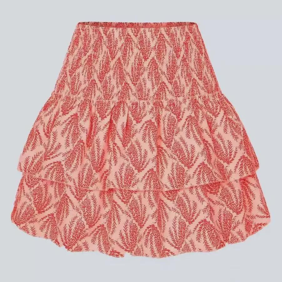 2023 Women's Pleated Ruffle Mini Skirt - Floral Print, 13 Colors Available
