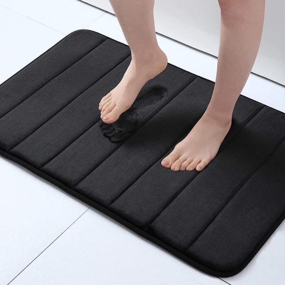 New 40*60cm Bath Mat Dry Fast Soft Memory Foam Mat Anti-skid Striped Coral Velvet Water Absorption Mat Home Floor