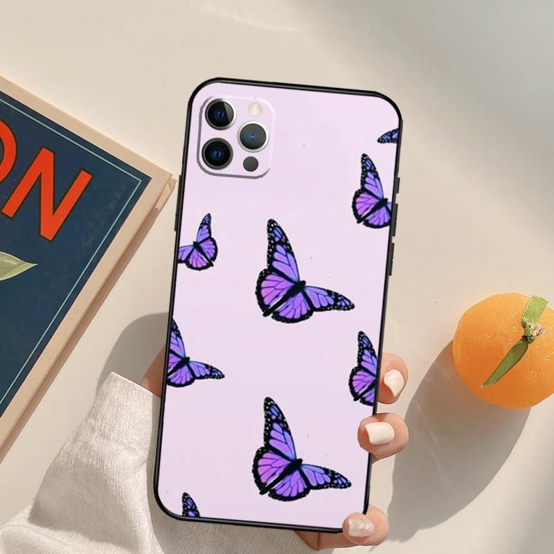 Cute Aesthetic Butterfly Funda Case For iPhone 16 15 14 Pro Max 11 12 13 Pro Max Mini XR 16 15 Plus 16e Phone Cover