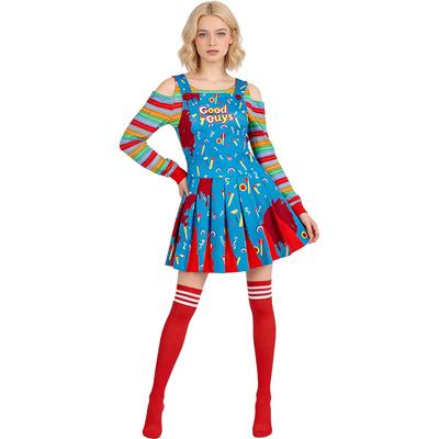 New Ghost 2 Chucky Cosplay Cos Dress Blue Ladies Halloween Costume