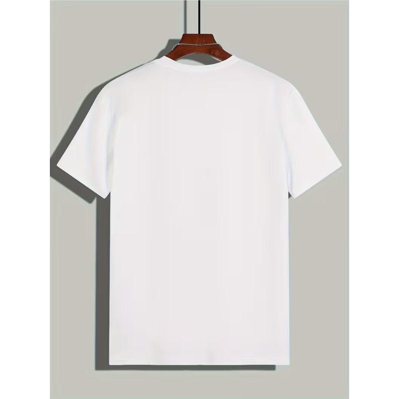 Europäische Größen Herren Fußballschuhe Kurzärmeliges Saisonales T-Shirt, Modisches Bedrucktes Basic-Stil T-Shirt, Lässiger Rollkragen, Geeignet für Herren