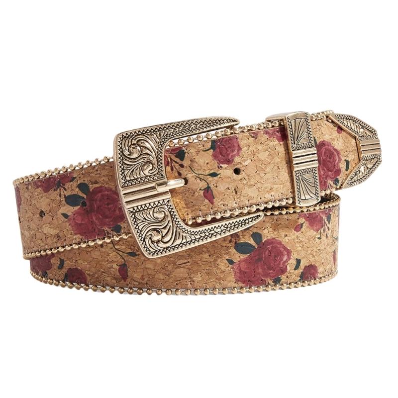 Smooth PU Leather Women's Timeless Belt Modern Rose Design Comfortable Waistband For Daily Use And Extended Wear