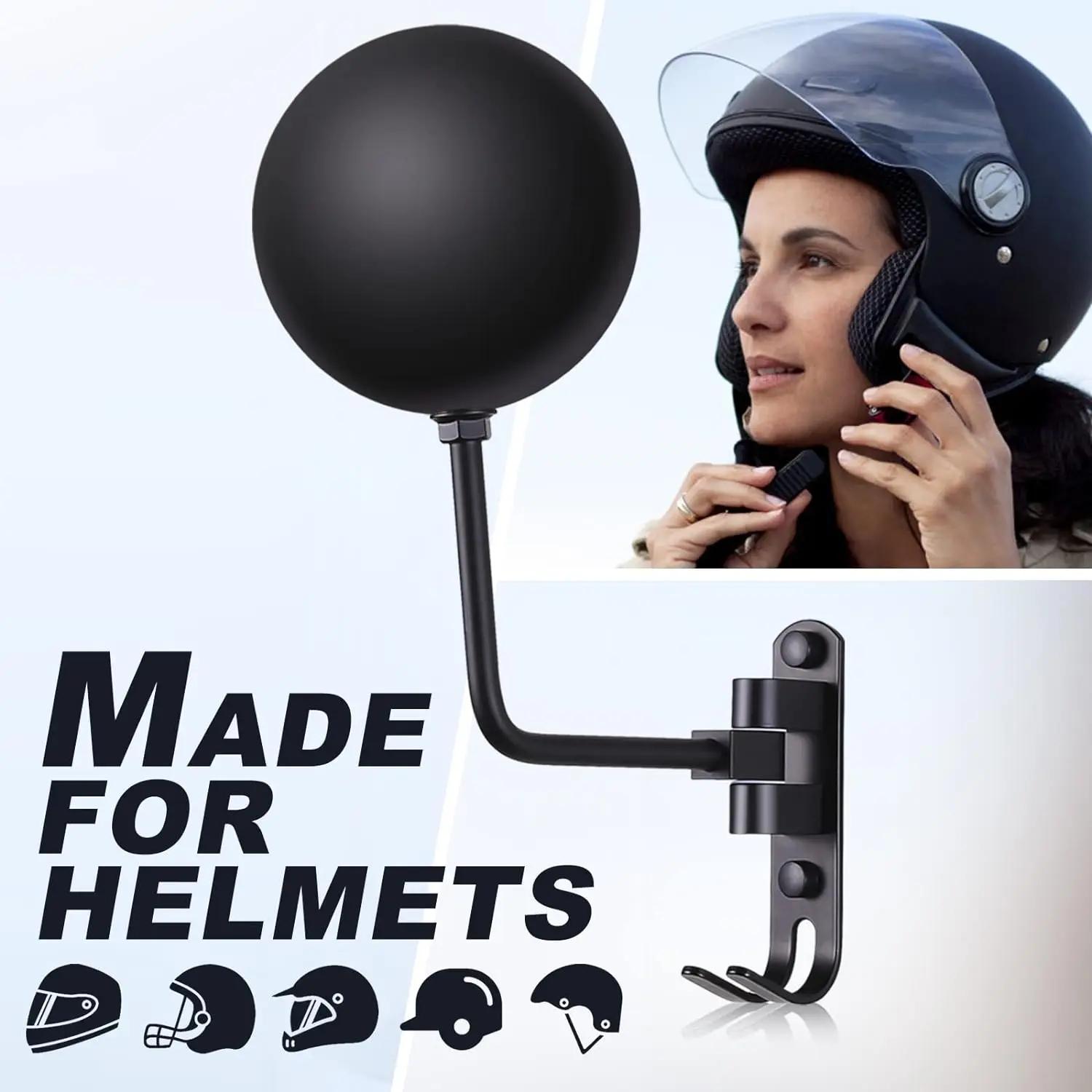 

Durable Aluminum Stainless Steel Helmet Wall Holder - 180° Rotation Multi-Use Rack For Helmets чорний
