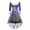 Women's Fashion Casual V-Neck Christmas Print Long Sleeve Dress