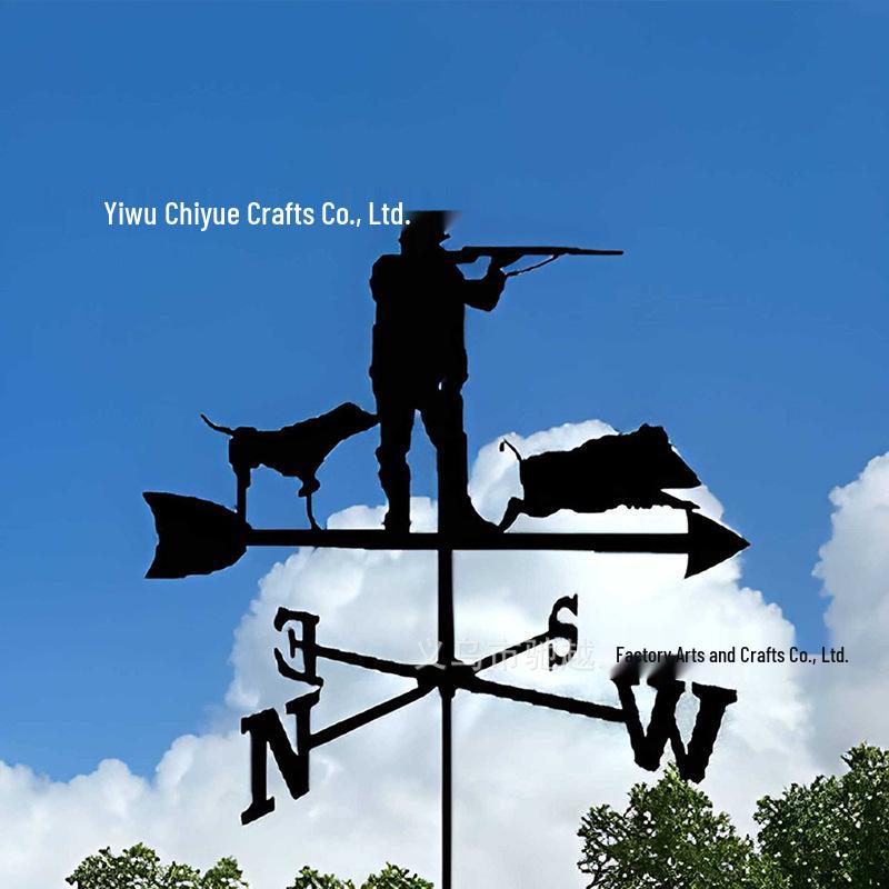 Weather Vane Ornament: Outdoor Wrought Iron Spray-Painted Roof Decoration Metal Craft