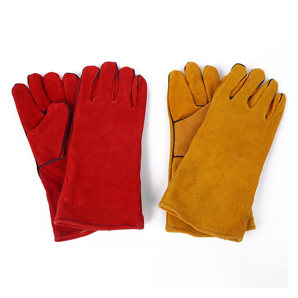 Welding Gloves Heat Insulation Gloves Leather High Temperature Proof Gloves Outdoor Camping Picnic BBQ Cooking Baking