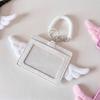 PU Leather Kpop Photocard Holder 2 Card Slot Photo Display Credit ID Card Protective Case Angel Wings Keychain Card Bag