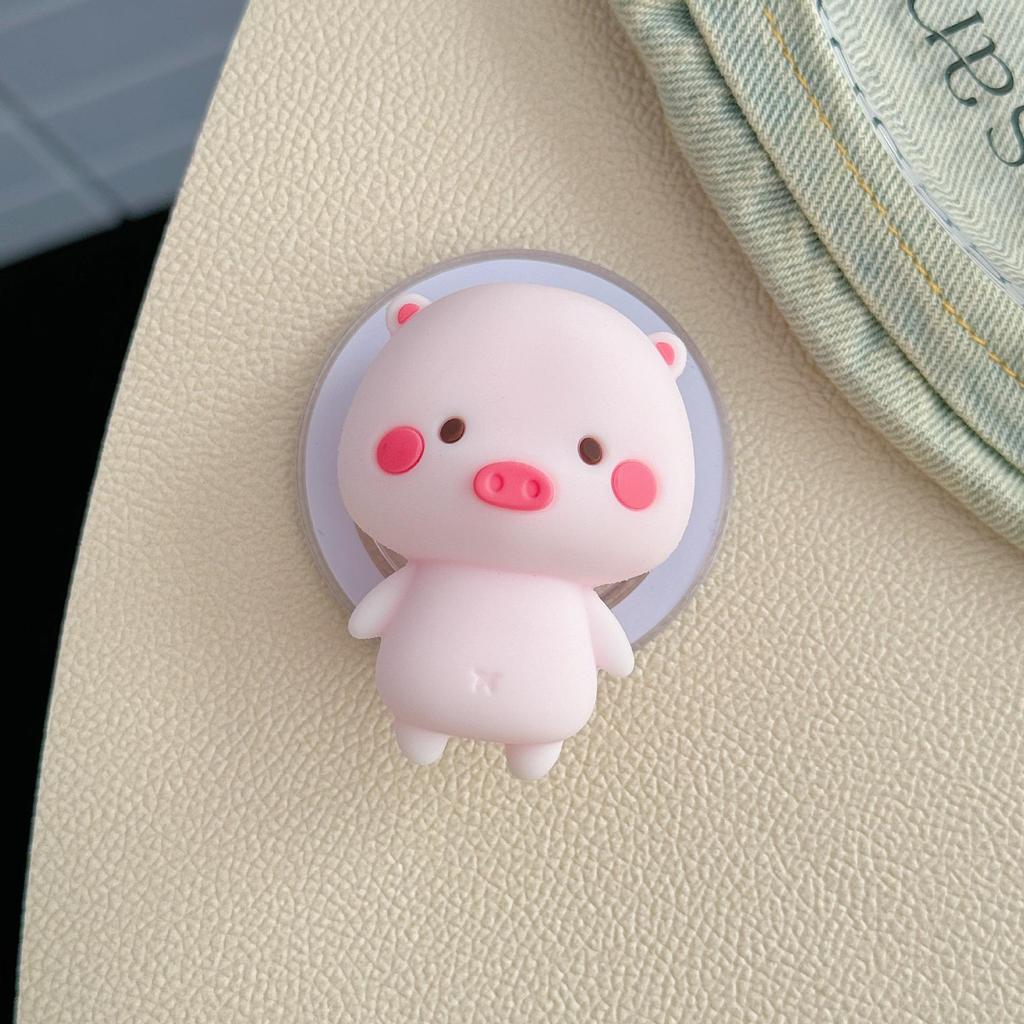 Cartoon Magnetic Retractable Phone Holder: Cute Airbag & Rotating Design for Lazy Desktop Use