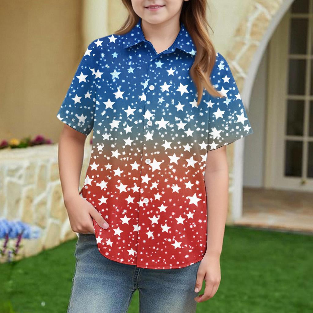 Summer Girls' Short Sleeve Blouse School Uniform Button-Up Shirt Kids Summer School Uniform Button Down Shirt
