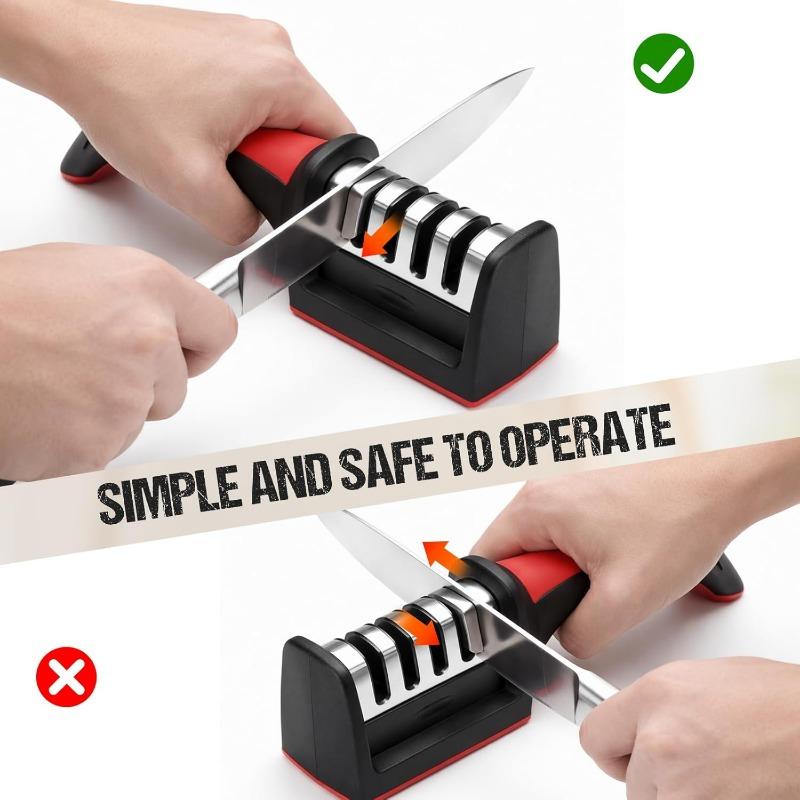 2 Pcs 4-in-1 Knife Sharpeners for Kitchen Knives Manual Knives Sharpening Kit with 4 Stage Sharpening Slots For Kitchen Accessories