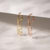 JEWNEL 14K V Cubic Oval One-Touch Ring Earrings