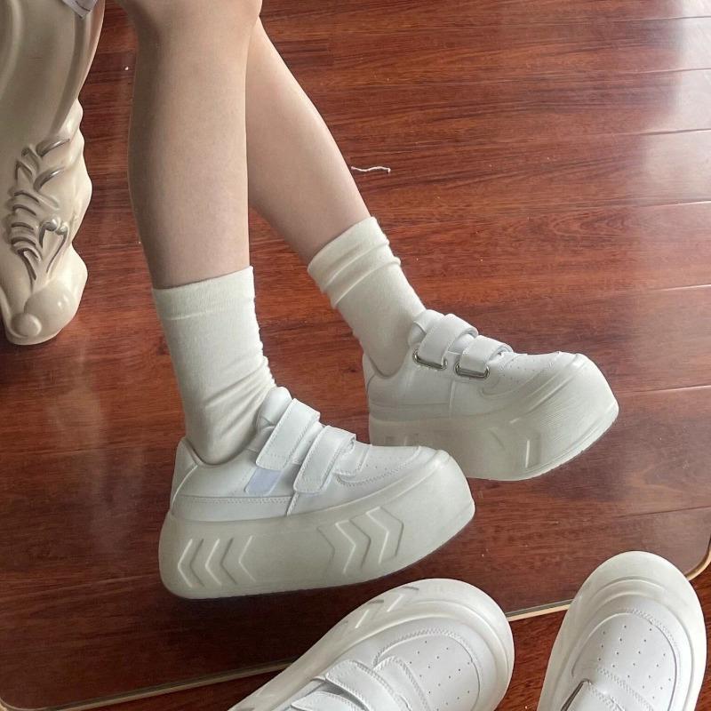 Scarpe con Zeppa Aumento Altezza Velcro Scarpe Casual Punta Tonda Scarpe Versatili Scarpe a Testa Larga e Scarpe da Skateboard