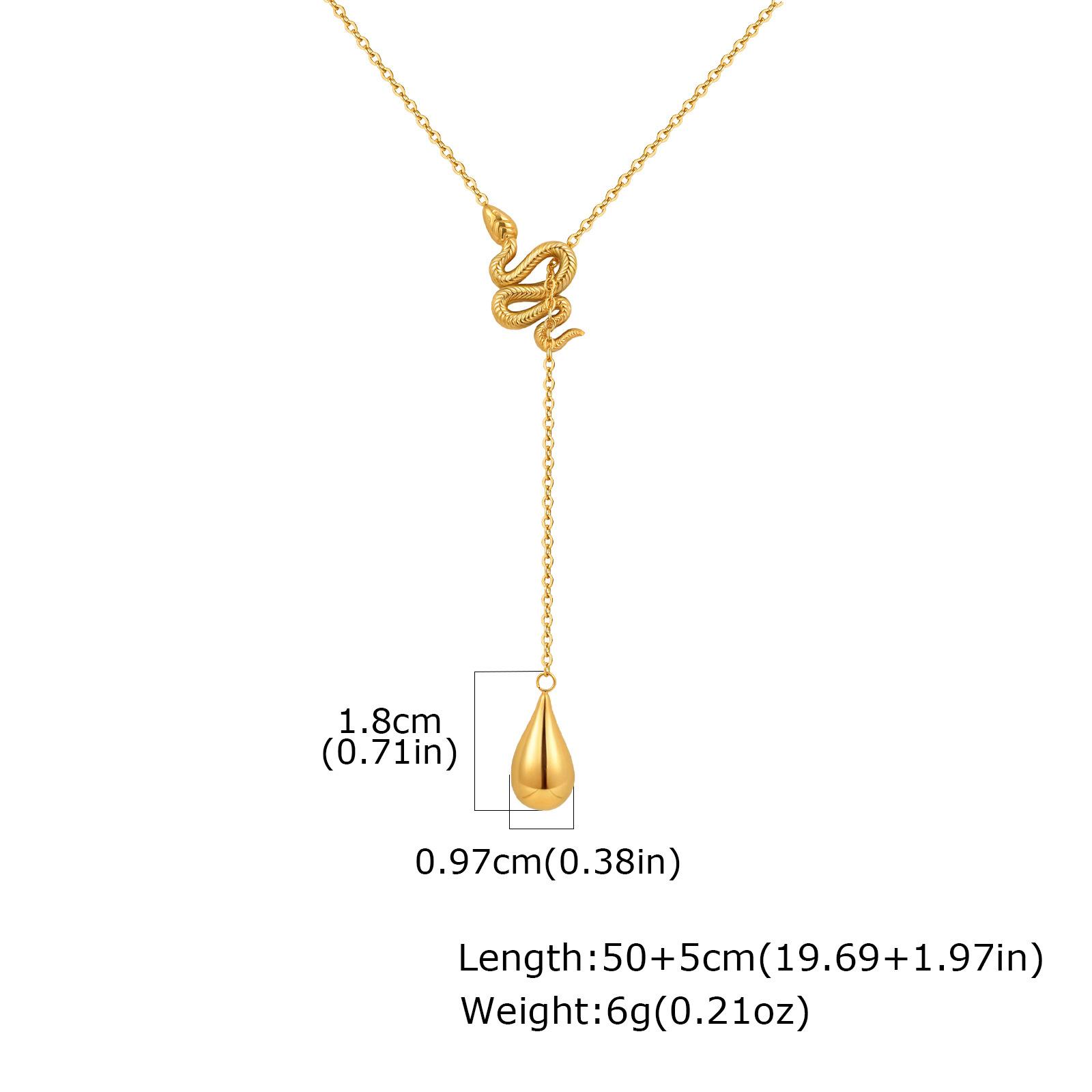YF8152 Fashion Snake Water Drop Y Shaped Necklace Collarbone Chain 18K Gold Plated Waterproof Stainless Steel