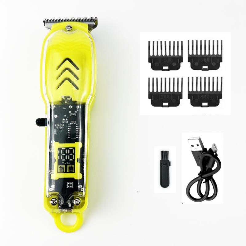 Transparent Hair Clipper Hair Cutting Machine Professional Baldheaded Trimmer Beard Electric Razor USB Barbershop
