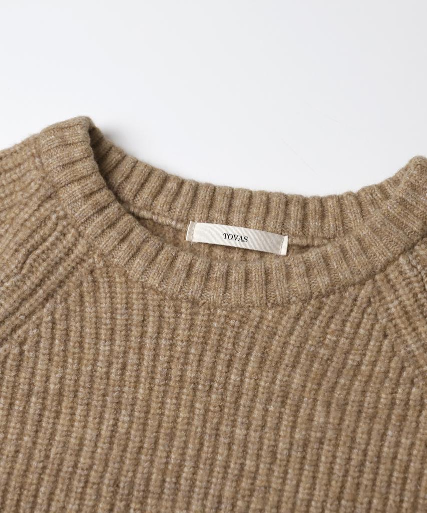 Tobaseu Hazzi Crop Raglan Knit Top (Melange Brown)