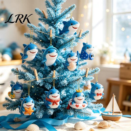 Blind Box Toys for Kids Marine Shark Advent Calendar, 24 Days Christmas Acrylic Collectible Party Favors Figures, Hanging Ornament Holiday Home Decor