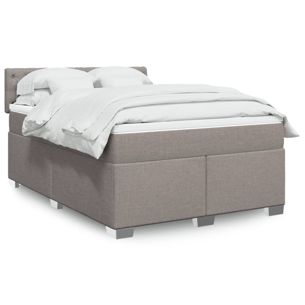 Vidaxl Letto Continentale Con Materasso, Taupe, Tessuto, 140X190 Cm