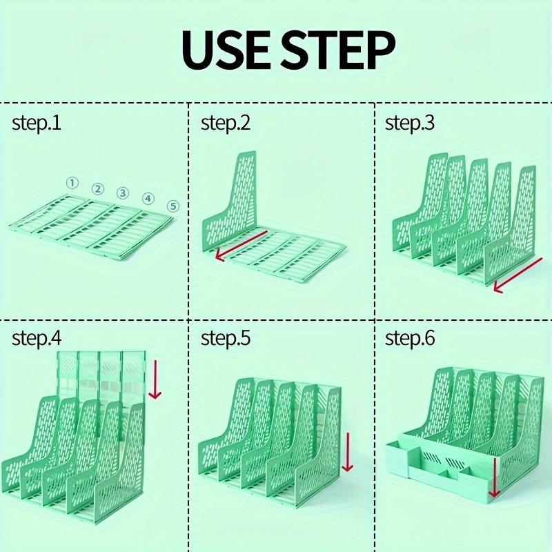 Morandi Desktop Organizer with Pen Holder,Multi-Functional File Rack,Large Capacity Student Storage for Test Papers and Material