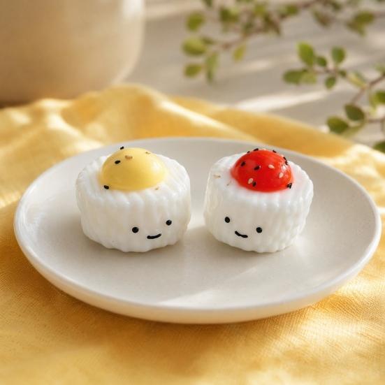 Yousheng Yolk Rice Ball Squeeze Toy, Smiling Cartoon Rice Ball Dumpling Stress Relief Toy, Slow Rebound Fake Food Sensory