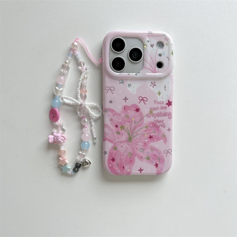 Star Glitter Lily Flower Chain Phone Case for iPhone 17/16 Pro Max/15/14