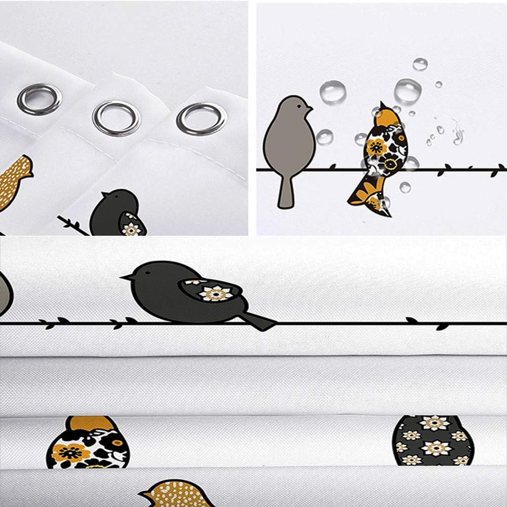 DYNH Boho Blue and Grey Shower Curtain for Bathroom, Dark Navy Blue Gray Geometric Stall Fabric Shower Curtains Set, Modern Fun Paisley White