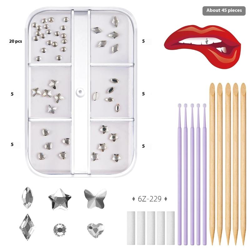 

1 Set Sequins Dental Tooth Gems Crystal Diamond Heart Round Shaped Ornament Diy Tools Various Shapes Color Teeth Jewelry Denture
