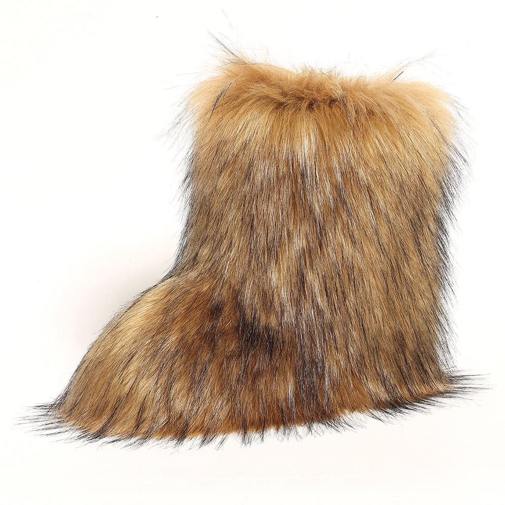Y2K Fashion Warm Mid-Calf Snow Boots for Women, Plus Velvet, Flat Bottom, Furry and Outdoor-Ready