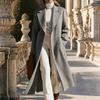 Women's Extra Long Wool Overcoat with Back Slit - Elegant Winter Coat