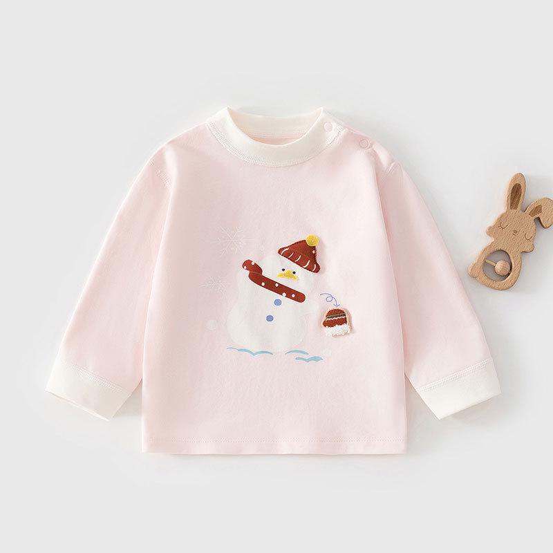 Autumn Baby Pure Cotton Cartoon Pullover with Shoulder Snaps