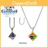 Genshin Metal Rhombus Element Dice Necklace Exquisite Handcrafted Decoration Pendant