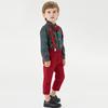 Children's Plaid Shirt and Pants Two-piece Set Boys' Bow Tie Lapel Long Sleeved Plaid Shirt