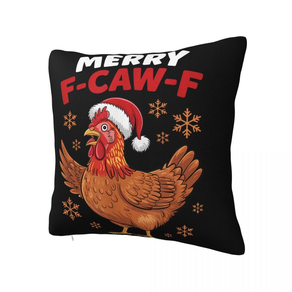 Pillow Case Merry F-Caw-F Funny Christmas Santa Chicken Soft Pillow Cover Vintage Cushion Cover Pillowcases For Home Decorative
