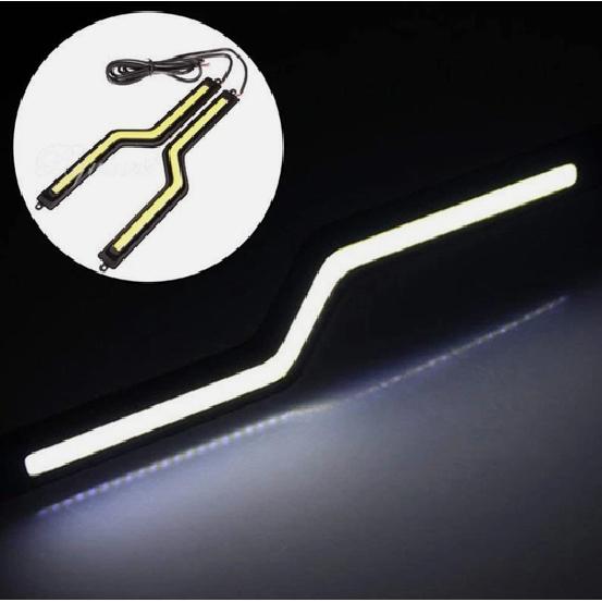 2Pcs White Z Shape COB LED Car DRL Driving Daytime Running Lamp Fog Light Strip