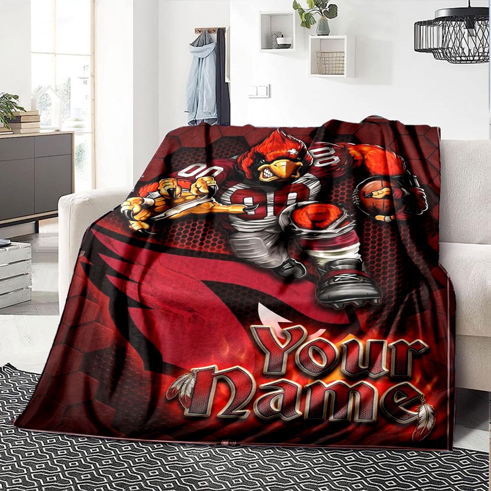 Name Custom Arizona Cardinals Print Flannel Blanket High Quality Warm Comfortable Cover for All Seasons Perfect for Gifts Home Decor