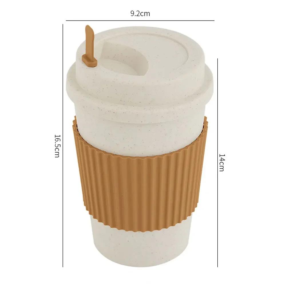 450ML Coffee Cups with Lids Wheat Straw Reusable Portable Dishwasher Safe Mug Coffee Tea Travel Cups Cups and Mugs