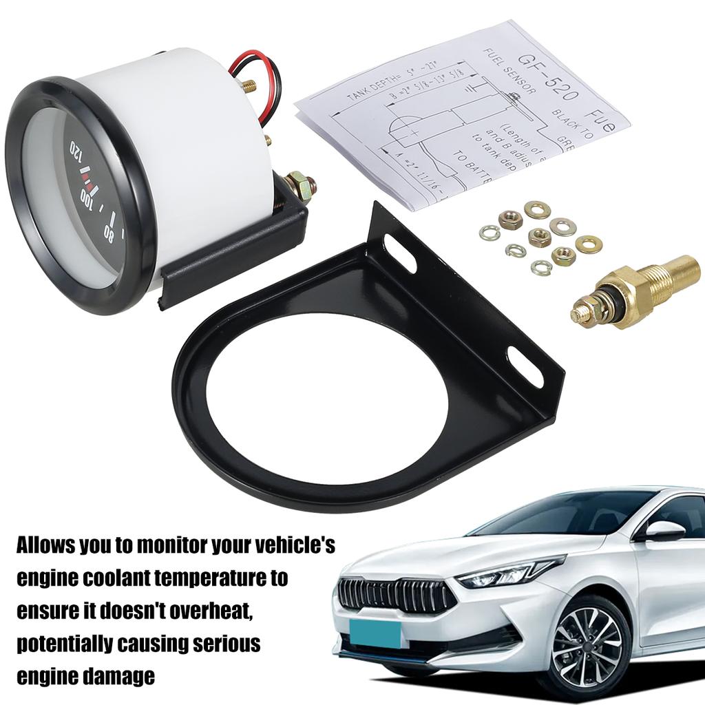 52mm 12V Digital Car Water Temp Gauge 40-120℃ White Light Water Temp Celsius Gauge 1/8NPT Adapter Modified Car Water Temp Gauge