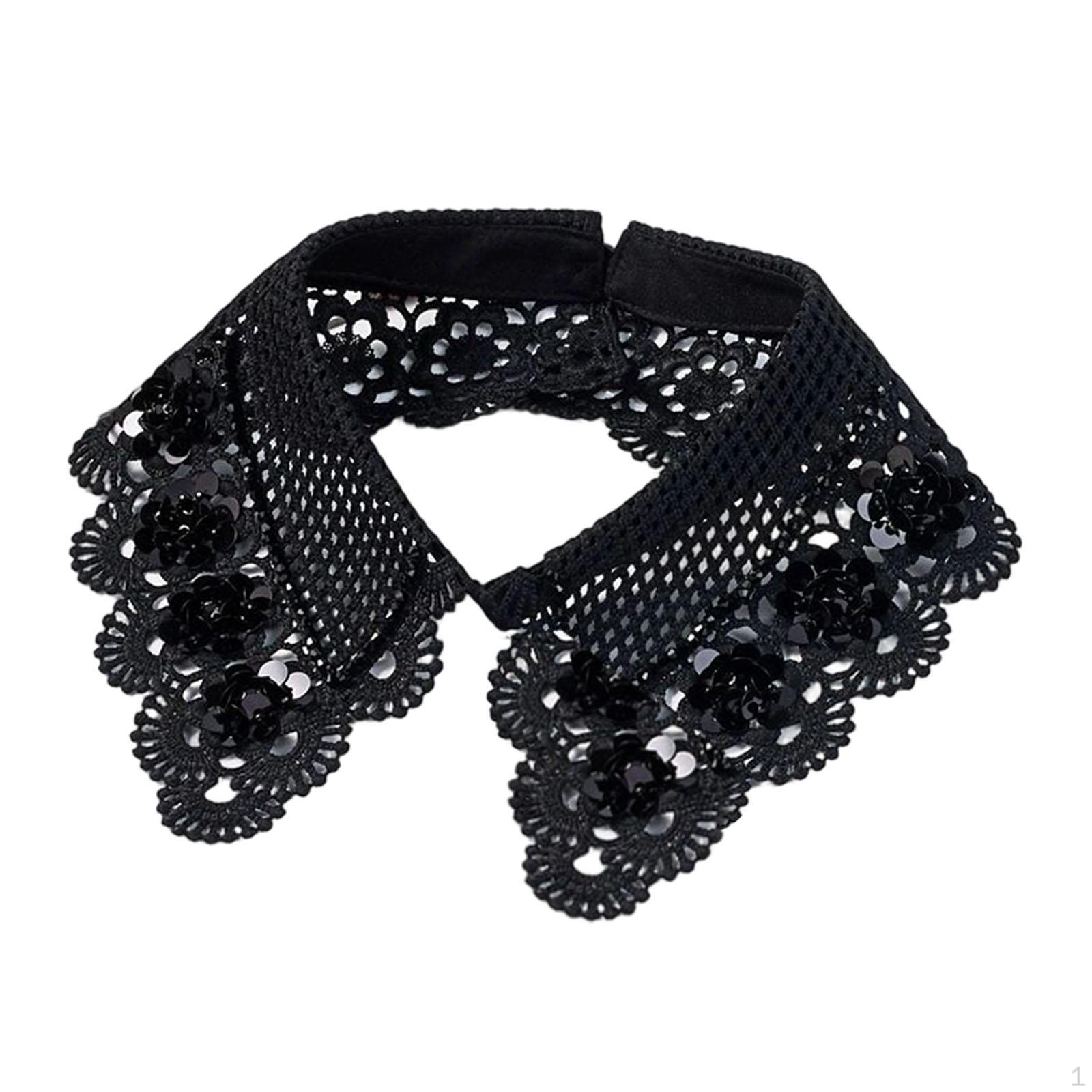 

Элегантные съемные кружевные воротники, декоративные воротники-половинки для блузок чёрный