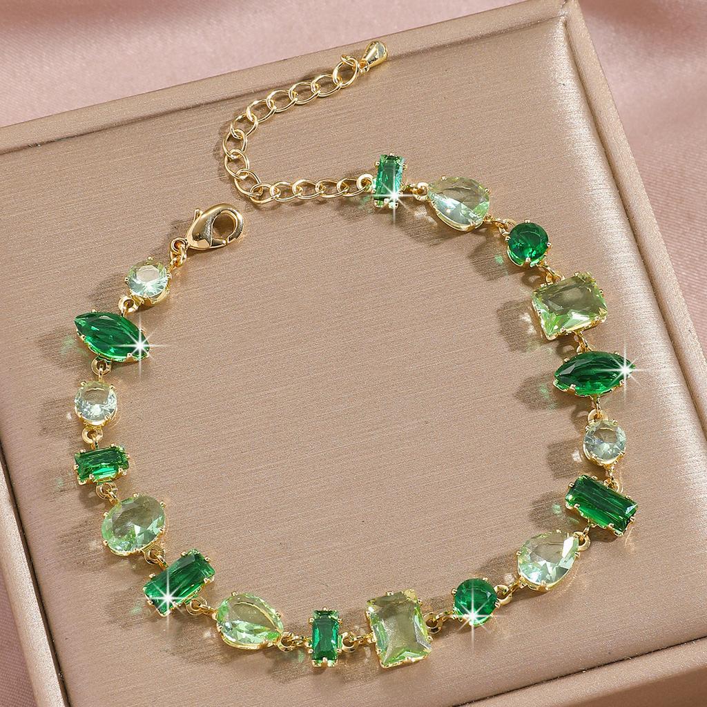 Luxury Gold-Plated Copper Zircon Leaf Bracelet, High Quality Jewelry