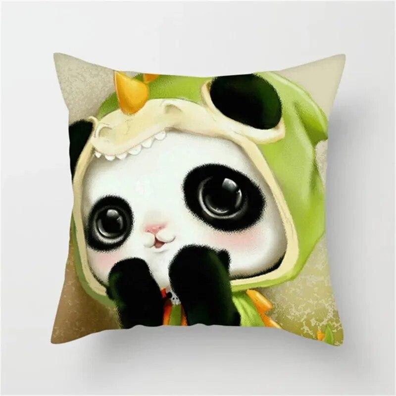 Cute Panda Cartoon Print Pattern Living Room Sofa Car Cushion Cover Luxury Home Decoration Pillow Cover