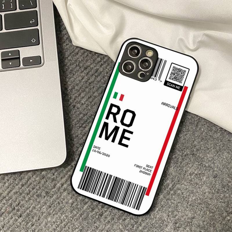 INS Light Ticket Airplane Phone Case for iPhone 11 12 13 mini pro XS MAX 8 7 6 6S Plus X 5S SE 2020 XR cover